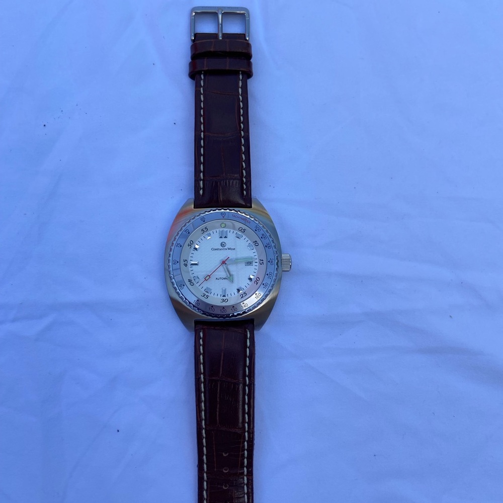 Classic Silver Dial Watch with Brown Leather Strap